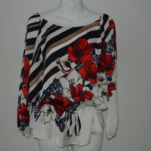 White House Black Market Tops - White House Black Market tie waist blouse
